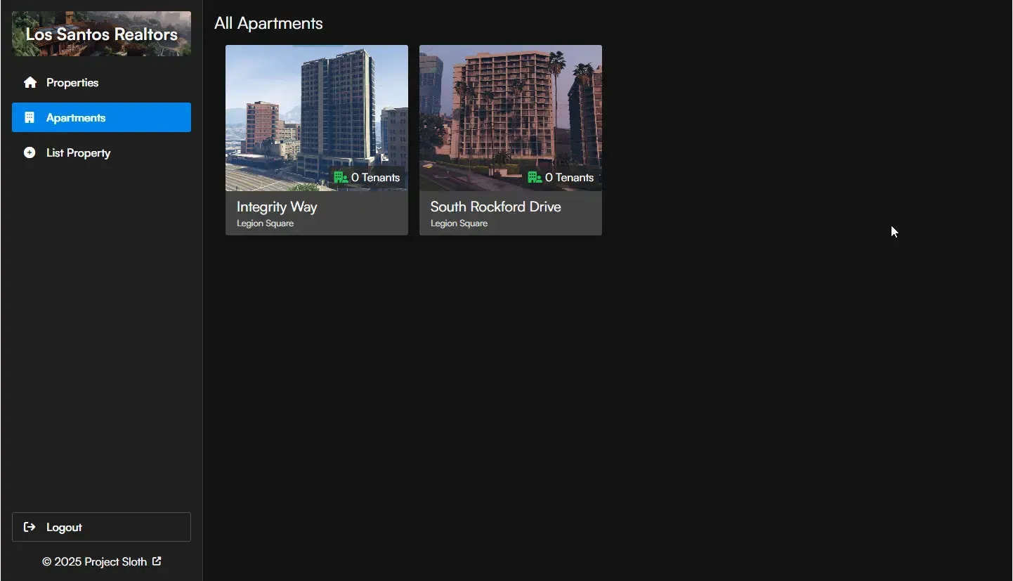 Apartments page overview