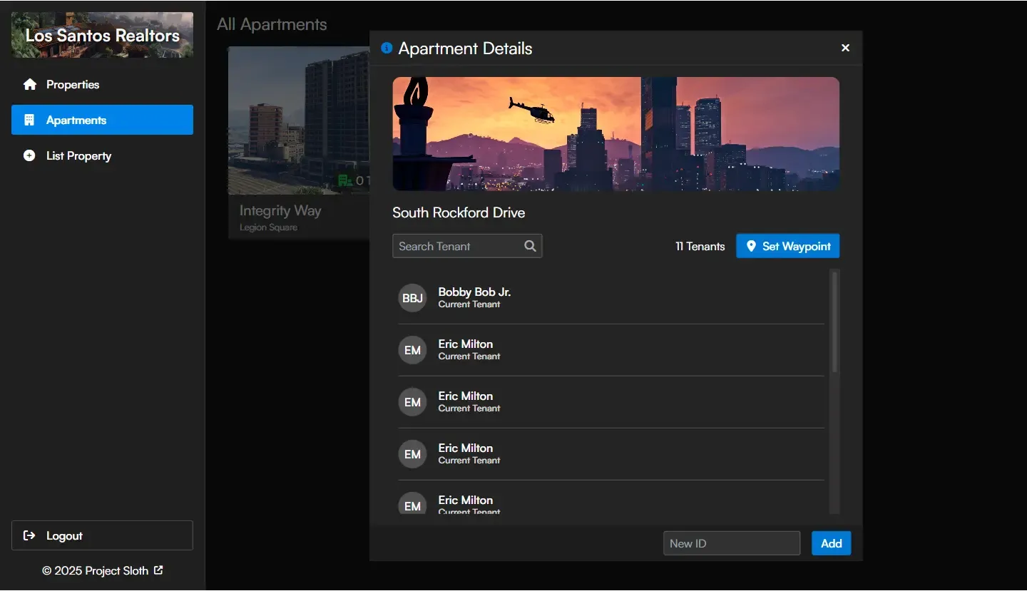 Apartments page details overview