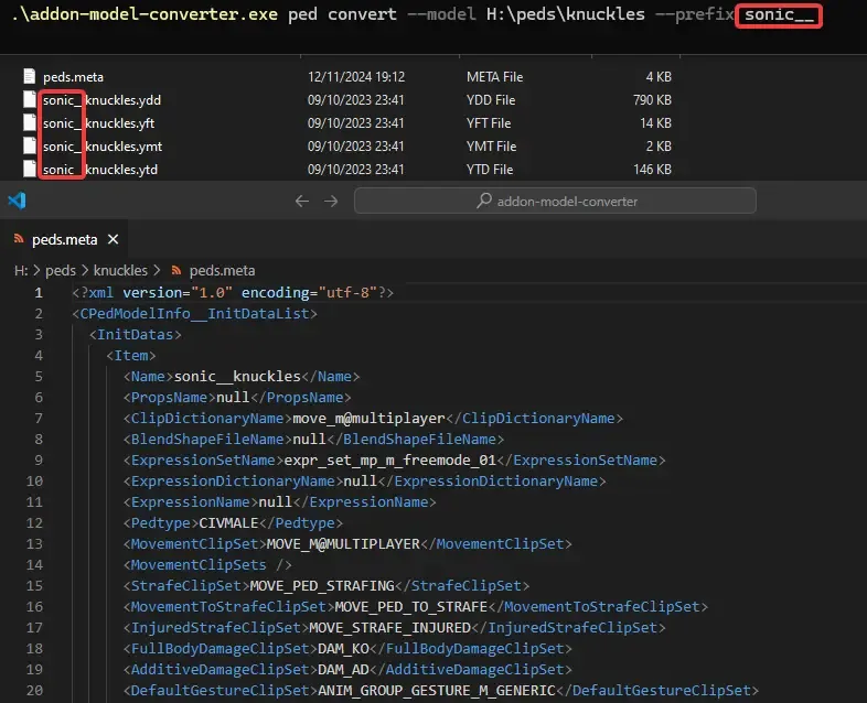 Example of converting a ped model