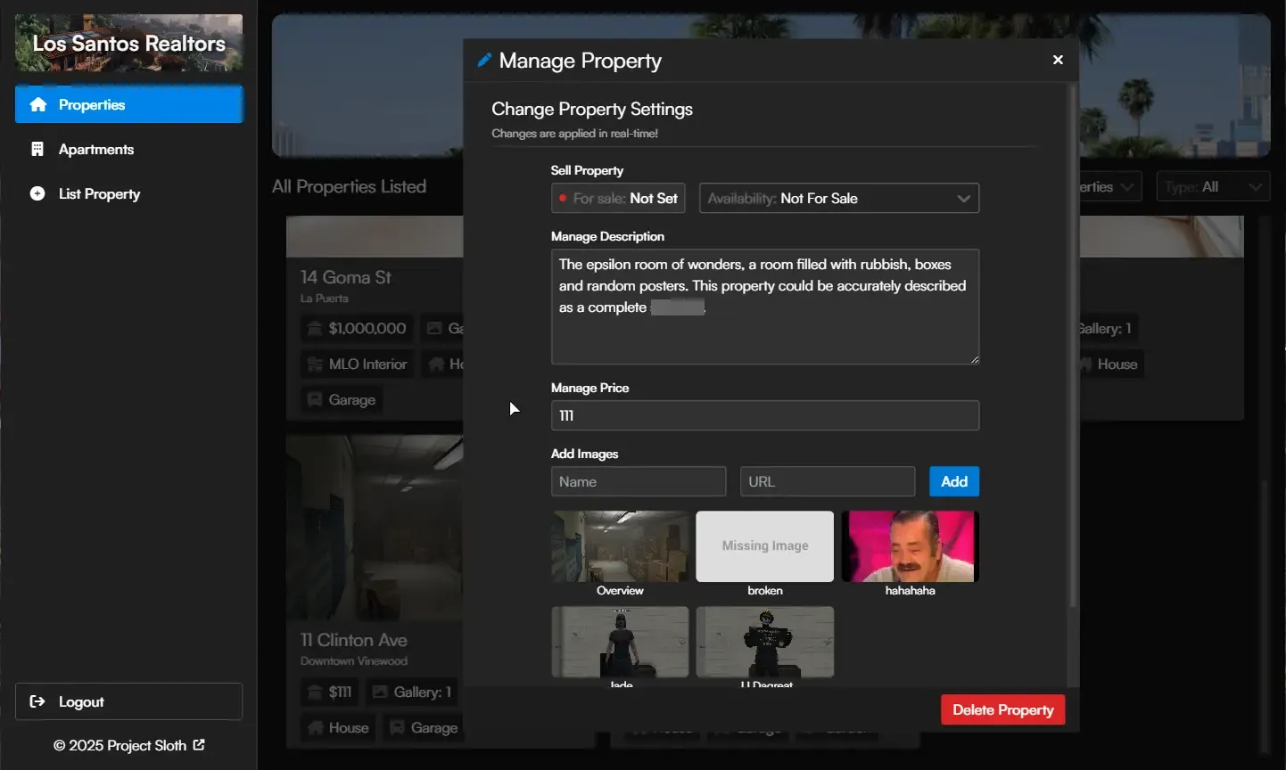 Properties page management overview